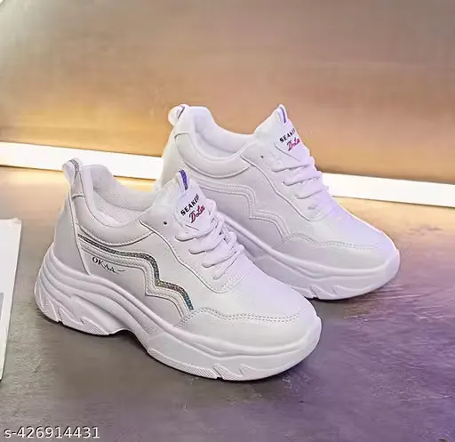 White Chunky Sole Casual Sneakers